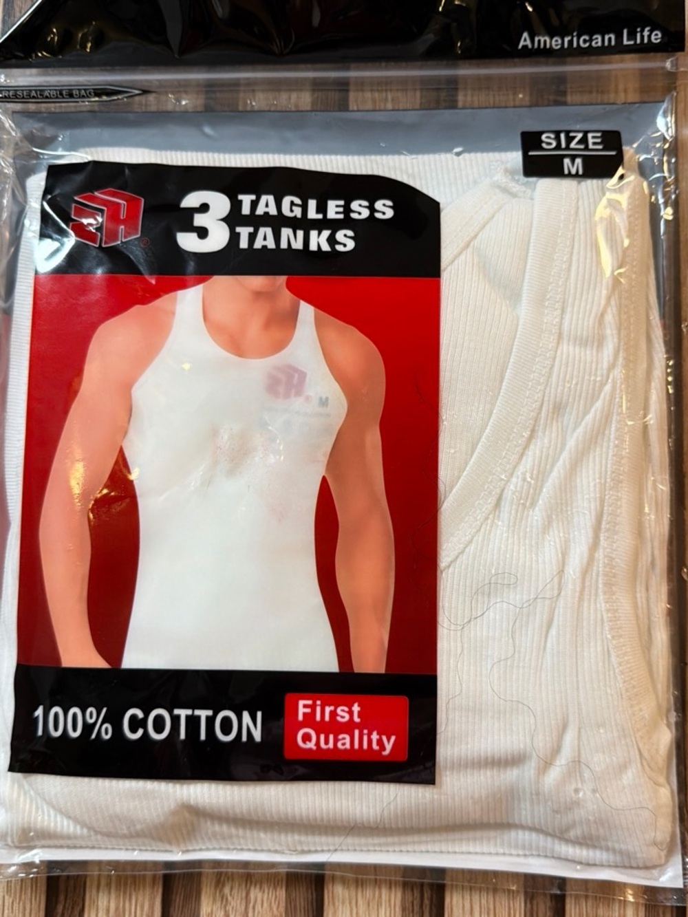 3-Pack Men's Tagless White Cotton Tank Tops - Size M